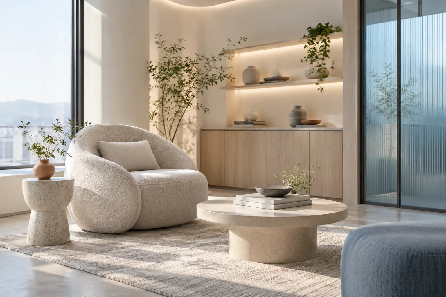 Illustrative care-planning lounge, not a partner clinic