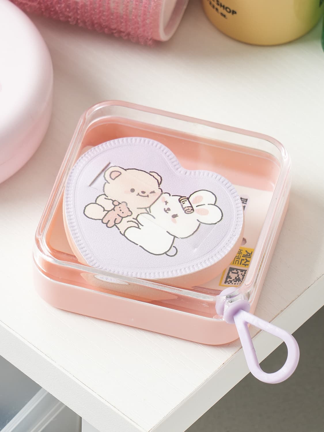 K-Beauty Character Heart Pangpang Puff & Case Set