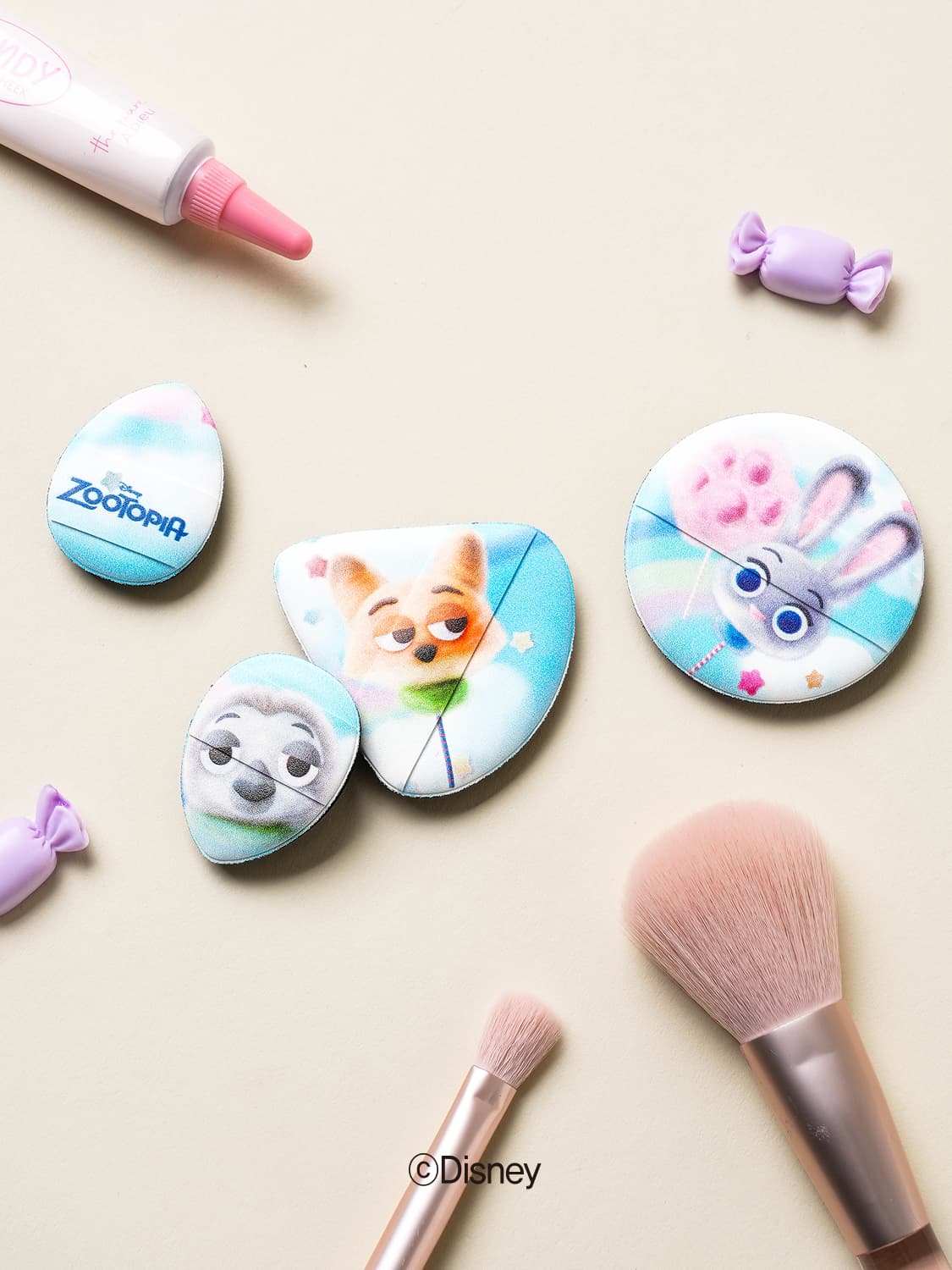 K-Beauty Disney Sweetopia Ripping Air Puffs 4pc Fuzzy