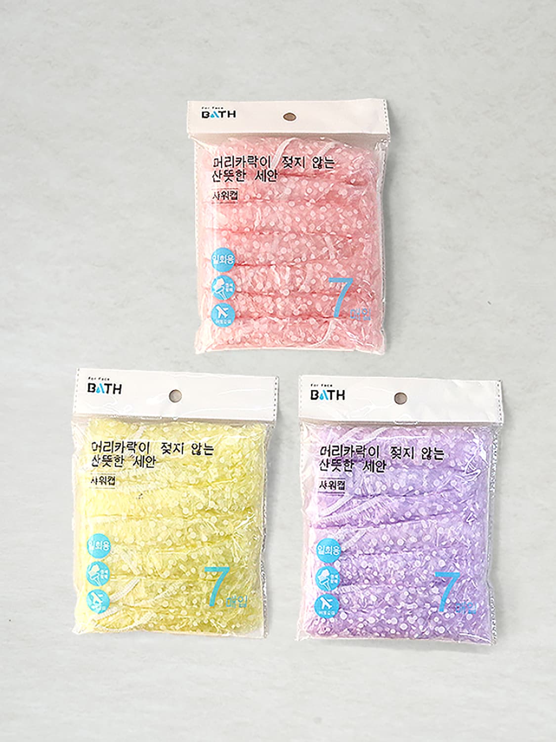 K-Beauty Color disposable shower cap 7P